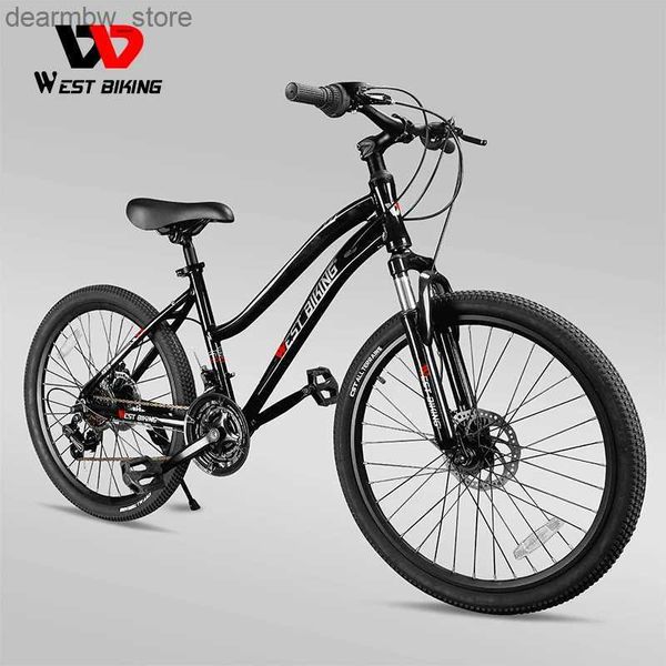 Bikes West Biking 24 pouces Commuter VTT VTT VTT Léger Aluminium Cadre en alliage Disc Brakes Multi-Speed Mountain Bicyc pour hommes L48