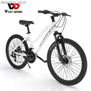 Fietsen West Biking City Forens Mountain Bike 24 Inch Wheels Youth Men Women Mtb Bicyc 18 Speeds Suspension Fork Bike L48