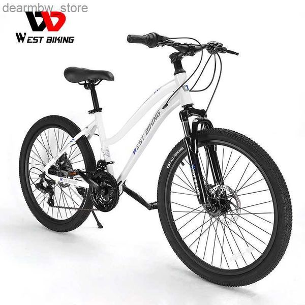 Bicicletas West Ciclismo Ciudad Camina de montaña Bike de 24 pulgadas Men Mujeres Mujeres MTB Bicyc 18 velocidades Spension Bife L48