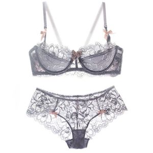 Bikini Air Bra Culottes Femmes Nouveau Sexy Taille Basse ThongHot dernière culotte de soutien-gorge ensembles ensemble de sous-vêtements en dentelle sexy pour femmes anneau en acier réuni ensemble de poitrine côté translucide