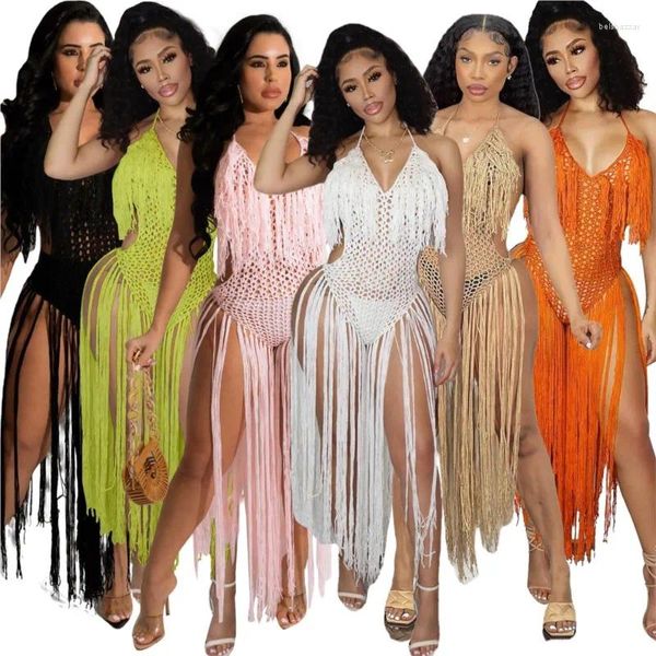 Bikini Cover Up Women Summer Outfit Beach Exit Trend 2024 Fringe Two Jirt Coton Sweet Massuit Robe Robe pour Pareos