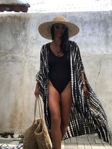Bikini cover -ups voor badmode vrouwen geprinte strand kimono zelf ingeredde losse wrap strandkleding badpak druppel