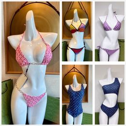 bikini diseñador traje de baño traje de baño traje de baño corbata sin espalda arco cintura alta delgado sexy ahueca hacia fuera Secado rápido protección solar Vintage Floral traje de baño de lujo R1