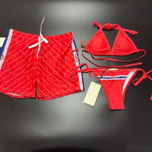 Bikini Luxury Designer Swensuit Lettre imprimé Red Paire avec paire de boxeurs pour hommes Tempérament sexy de la plage