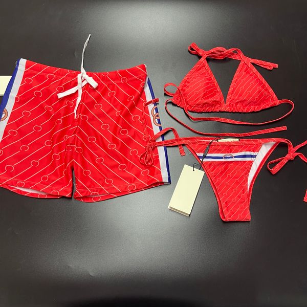 Bikini Luxury Designer Swensuit Lettre imprimé Red Paire avec paire de boxeurs pour hommes Tempérament sexy de la plage