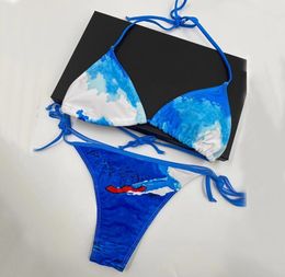 Bikini Set Blue White Two Pieces Suits Designer Tie Dye Bikinis 2021 Bandage Sexy Push Up Swimsuit Micro Swimwear Women With Tag B6525782