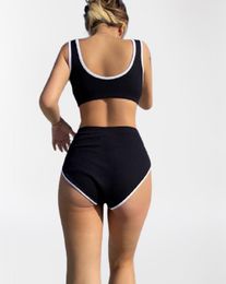 bikini sets voor vrouwen hoog getailleerde bikini hoog getailleerde slips toerisme vakantie stijl Strandbaden effen kleur bikini zwembroek jarretel vest zwemmen uit één stuk