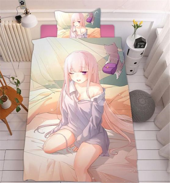 Bikini Sexy Girls Japan Anime Litding Set Japan Anime Coup de couette pour la chambre à coucher Set Home Textile Bed Couper 3 pièces324124945777