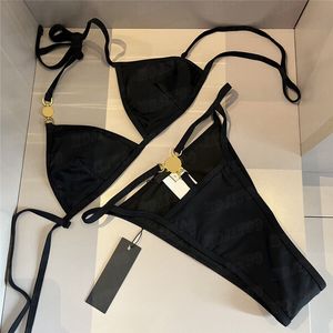 Bikini sexy badmode ontwerpers dames zwempak twee pice set luxe goud badge bikinis designer badpak