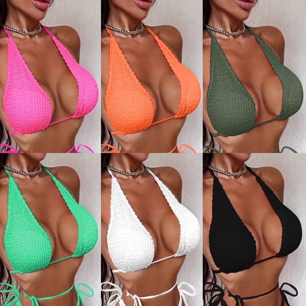 Bikini top mujeres traje de baño traje de baño de traje de baño negro de color rosa sexy sexy color sólido