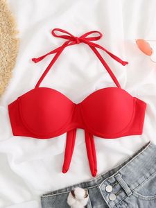 Bikini Top Dames Swimsuit 2024 Push Up massief Red Bikini Bottom Underwear Swimsuit Brazilië Beach Swimsuit Dames Summer Swimsuit 240509