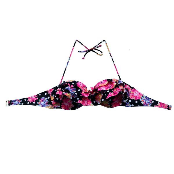 Bikini Top Womens Swimsuit Pink Black Flower Swimsuit Sexy Girls Underwear Swimsuit Brazil Biquini UP 240509