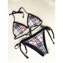 Bikini Womens Sweetwear Designer Chissures de baignade de maillot de bain Summer Stripe Check Model Set Fashion Bikinis 808