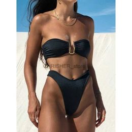 Bikiniset 2023 Europa en de Verenigde Staten Nieuw badpak Sexy ontwerp U-vormig badpak benadrukt de figuur van bikini DamesL231225