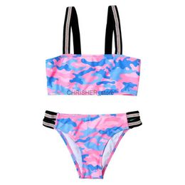 Bikinis Set Camouflage imprimé filles enfants maillots de bain 2022 été enfant Bikini ensemble enfants bébé pansement Biquini Infantil maillot de bain XA028L231225