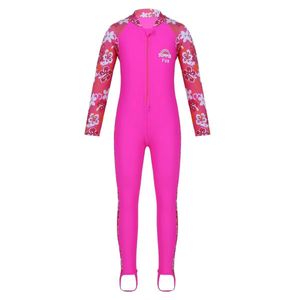 Bikini Set Set Kinderen Meisjes Kinderen Onepiece Surfen Badmode Badpak Bloem Gedrukt Lange Mouwen Rits Up Rash Guard Zwemmen Bathi Dh5Es