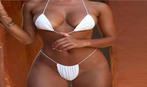 Bikini's set sexy micro bikini zijdes bra gevoerde mini gstring string bathing suit voor vrouwen tweedelige badkleding Braziliaans extreme8034105