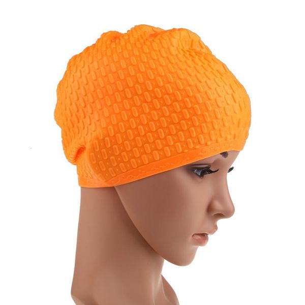 Conjunto de Bikinis, gorros de natación, sombrero clásico de pelo largo, gorro de baño Flexible para mujer, protección para los oídos