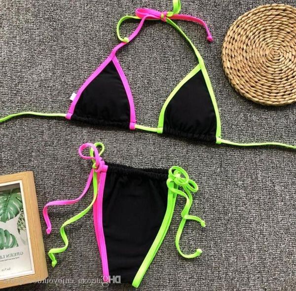 Conjunto de bikinis, traje de baño acolchado con realce, Tankini para mujer, traje de baño de cintura baja, Bikini de dos piezas con cuello Halter, ropa de playa Us-3