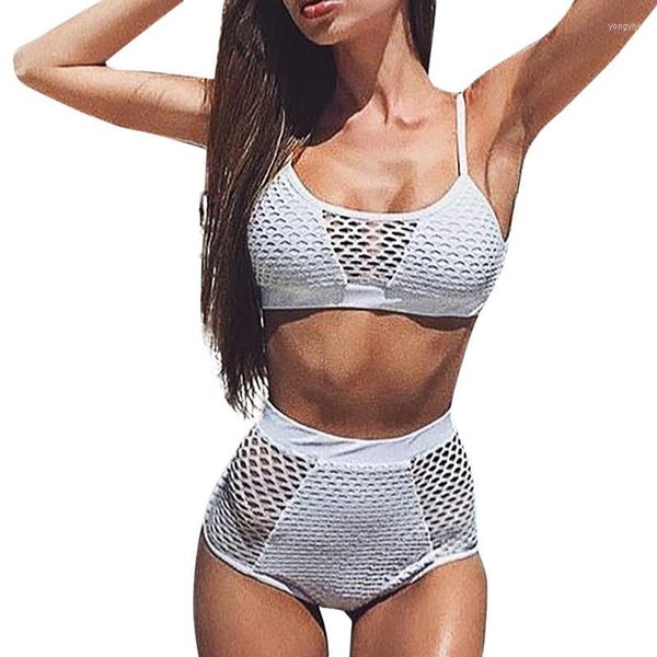 Conjunto de bikinis traje de baño para mujer 2022 SAGACE Sexy malla ahueca hacia fuera el bikini push-up acolchado traje de baño ropa de playa blanco