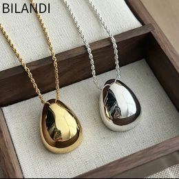 Bilandi joyería de moda diseño delicado Simple collar con colgante de lágrima de Metal liso para mujer regalo de fiesta femenina gota 240307