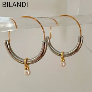 Bilandi Joyas modernas Pendientes de aro de metal fresco tendencia de alta calidad Pengas de caída de perlas pequeñas para mujeres regalo de niña 240301