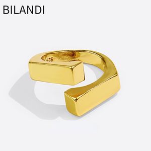Bilandi bijoux modernes géométriques anneaux en métal Design Cool Style populaire métallique argent plaqué or couleur anneaux pour les femmes cadeau