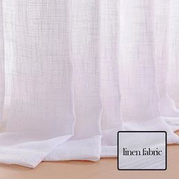 Rideau en tulle en lin blanc bileehome dans la chambre à coucher moderne rideaux voile fini cingl