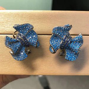 Bilincolor Royal Blue Knot Stud Earge avec verrouillage 240408