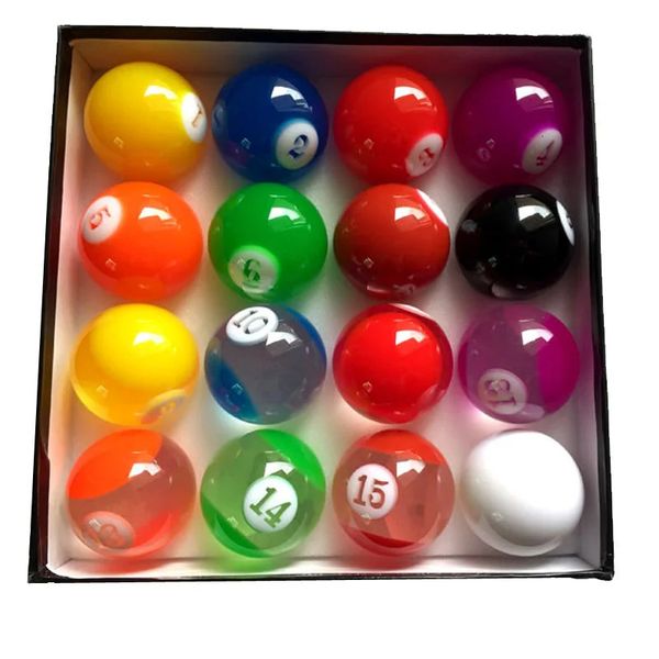 Boules de billard xmlivet ensemble complet boules de billard colorées transparentes 5725mm norme internationale jeu de billard résine pour billard 231208