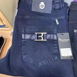 BILLIONAIRE Jeans Hiver coton épais Mode Angleterre décontracté broderie élasticité haute qualité grande taille livraison gratuite 210318