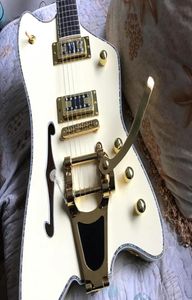 Billy Bo Jupiter Cream Fire Thunderbird Hollow Body Jazz Electric Guitar Single F Trou A Abalone reliant Bigs Tremolo Bridge Gold8057619