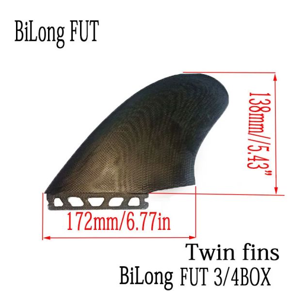 Bilong Future F1 Twin Fins XXX grande - Black Surfboard Fins Keel Fin 2 Pcs Conjunto de vidrio de rendimiento (PG) Fin