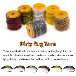 Bimoo 5m / bobine multiple couleur sale bug yarn moelleux durex de doubbbrage des crevettes baetis caddis nymphes de pêche à la mouche