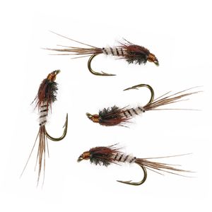 Bimoo 6pcs # 12 Pheasan Tail Feather Mayfly Nymphes et émerge les mouches sèches Trout Bass Fishing Fly Lures Appâts artificiels