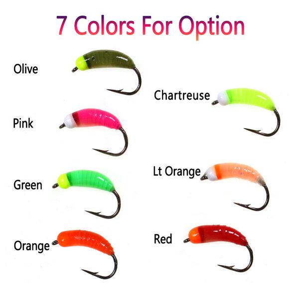 Bimoo 6pcs # 8 Lumineux Tungsten Berge tête nymphe scud bug ver floue caddis larves insectes appâts à coulures à coulures