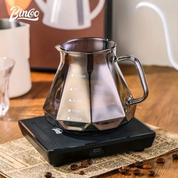 Bincoo Pot de partage de rinçage des mains Tasse de brassage graduée Ménage Pot de café en verre résistant aux hautes températures-400ML