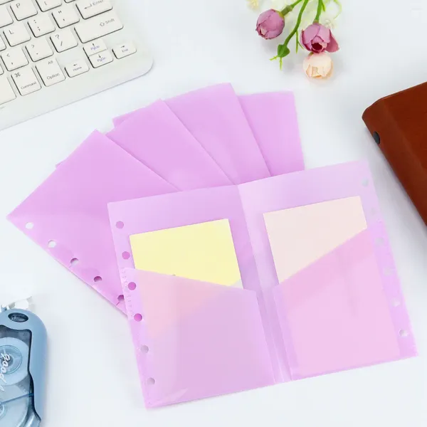 Carpeta con bolsillos dobles, carpetas para cuaderno de 6 anillas, página divisoria, bolsa impermeable para archivar documentos con hojas de PVC