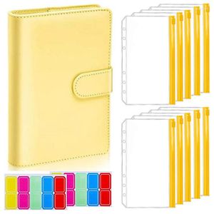 Binder Hand Ledger A6 Notebook Pockets Leather PU 6-Hole Loose-leaf Book Cash Budget Learning Office Supplies