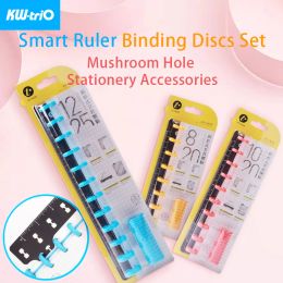 Binder Kwtrio Smart Ruler Binding Discs Set Mushroom Hole Ruler Fecture Thole Bookmark Ruler Planner Ring Binder Notebook Disc Binder