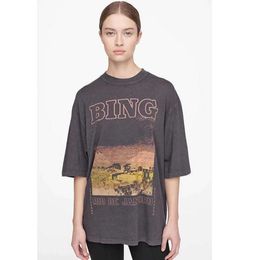 Bing Designer AB Cotton T-shirt Letter City Sunset Print Loose Femmes Loose Femmes à manches courtes Summer AB Tees Tops Polos Top Quality