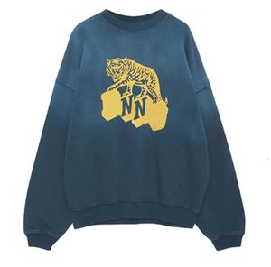 Fleece designer sweatshirts Klassieke tijgerprint gewassen gradiënt trui losse truien met ronde hals en hoodies