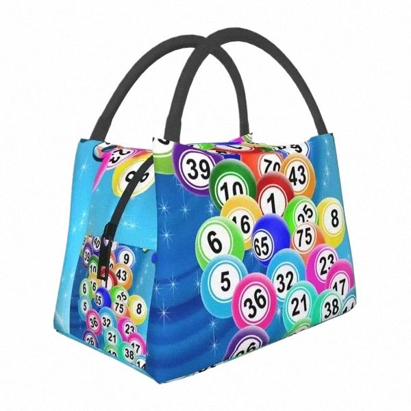 Sac à lunch isolé Bingo Balls pour femmes portable jeu de papier thermique cool déjeuner fourre-tout Picnic de voyage de voyage N5KU # #