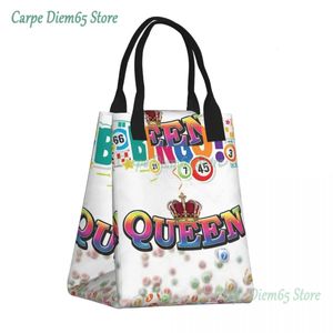 Bingo Queen Lunch Bag draagbaar papieren spel thermische koeler geïsoleerde Bento Box voor dames strandkamperen reisvoedseltas tassen 240506