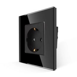 Bingoelec EU standard 16a socket mural blanc noir simple miroir en verre cristal de panneau de panneau de panneau de panneau électrique pour improvisation domestique