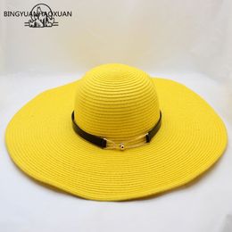 Bingyuanhaoxuan voor vrouwen zomerzon hoed unisex Panama hoed nieuw aankomst mode rietje strand pet y200602