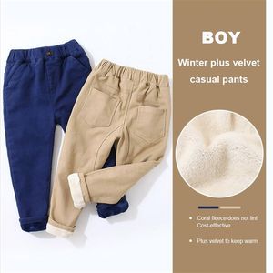 BINIDUCKLING pantalons d'hiver pour garçon filles pantalons de survêtement coton chaud polaire pantalons longs pour garçons pantalons vêtements enfants pantalons décontractés LJ201019