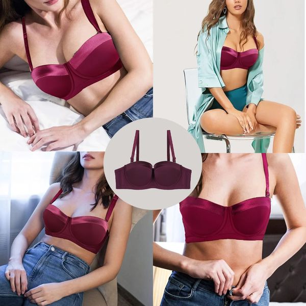 BINNY's Bras 38c Sexy sin tirantes Copa C ropa interior de mujer de silicona media lencería de alta calidad con aros 240116