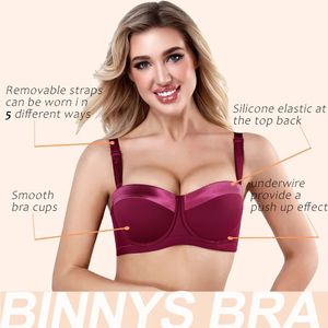 BINNY's soutien-gorge sans bretelles sous-vêtements Sexy femme Silicone antidérapant demi haute qualité à armatures dames 240116