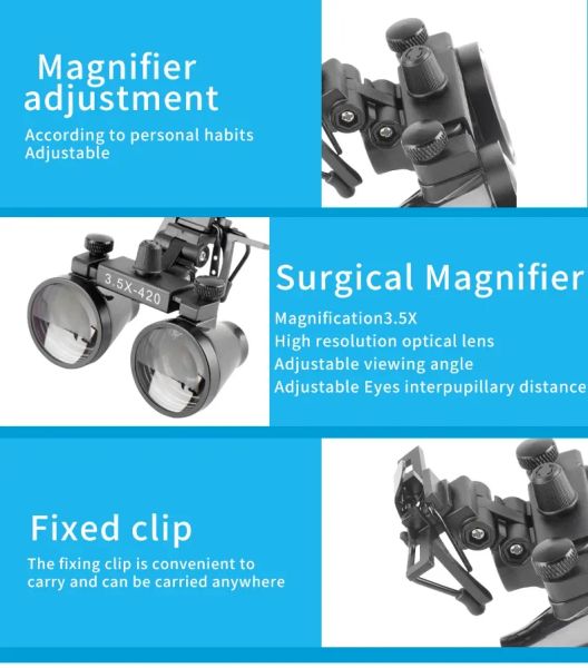Binocular Magifier avec Clip Dental Loupes 2.5x 3,5x outils dentistes Magnification Généraire Dentisry Products Loupe Loupe Magrand